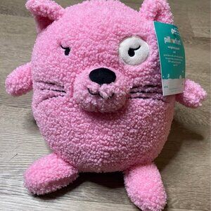 Pillowfort Weighted Plush Cat Throw Pillow Neon Pink